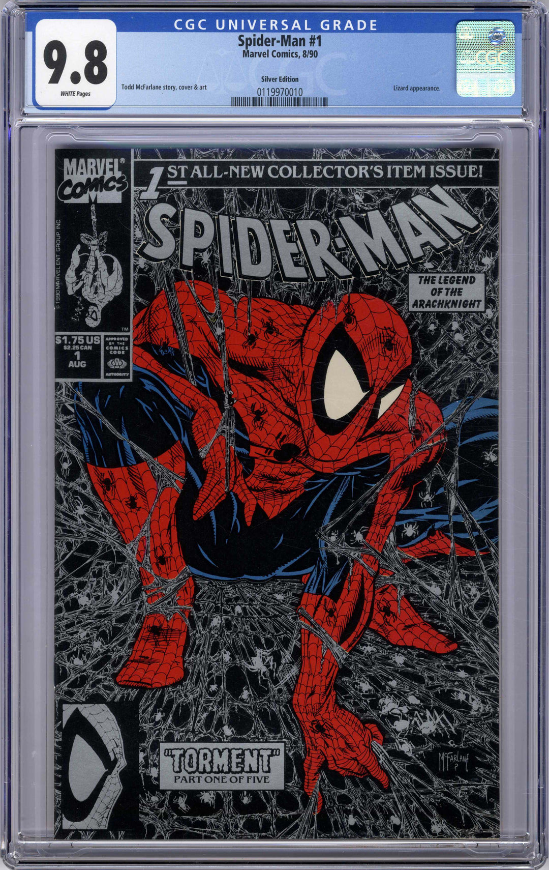 Spiderman (Marvel, 1990 series) #1, 8/1990, Direct - Silver edition
