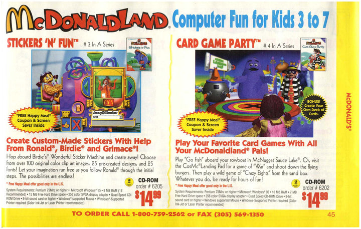 USA, 1997, McDonaldland, Expert Software, Silly Games, #1 in a Series