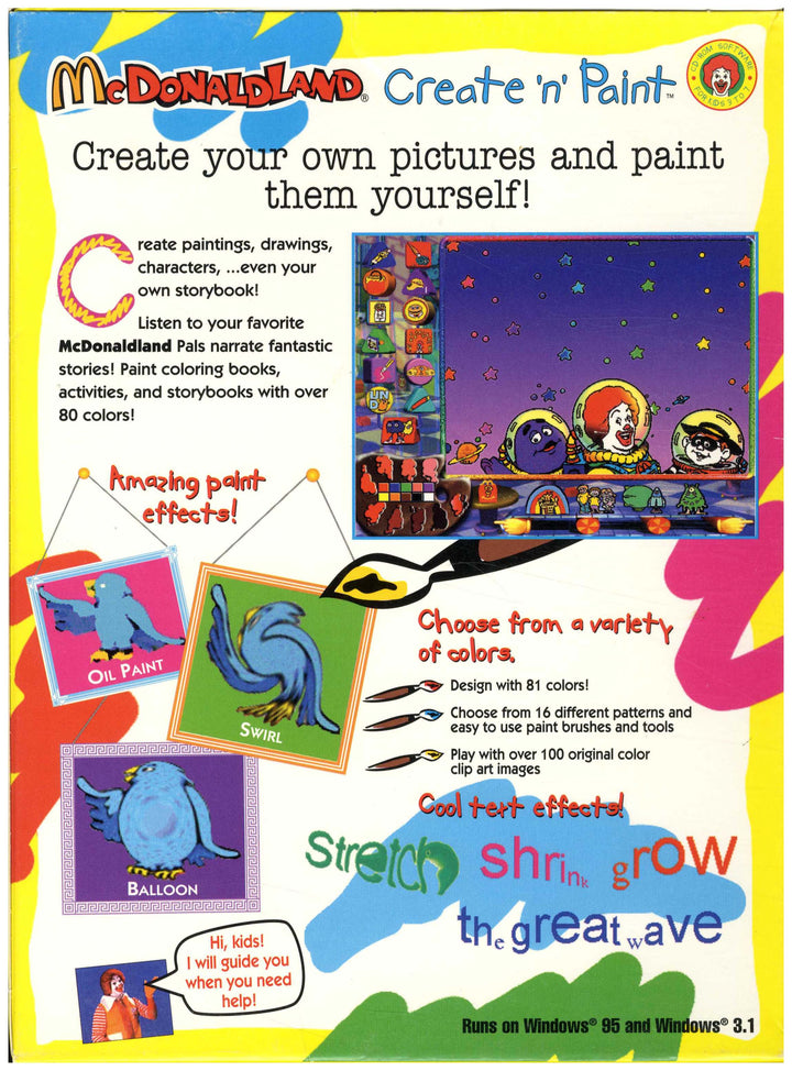 USA, 1997, McDonaldland, Expert Software, Create 'n' Paint, #2 in a Series