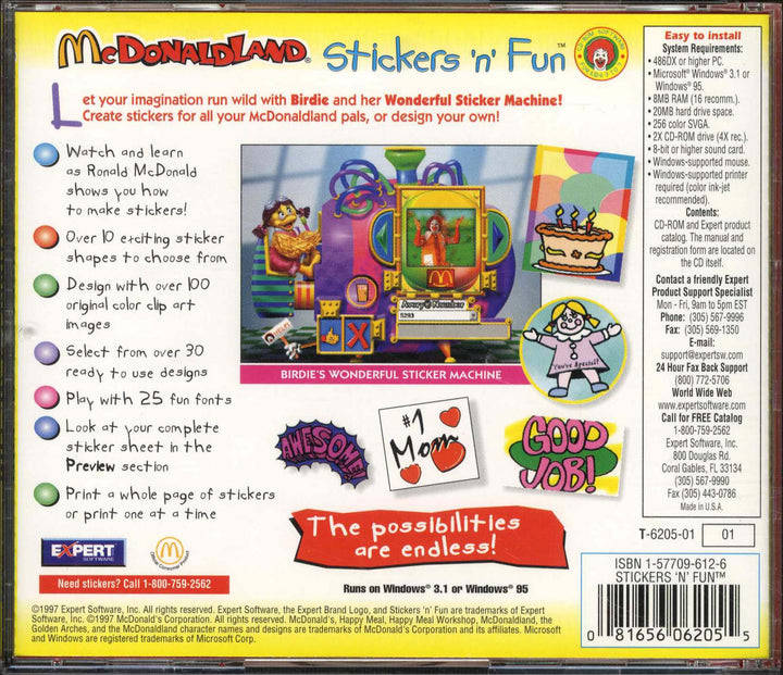 USA, 1997, McDonaldland, Expert Software, Stickers "n" Fun, #3 in a Series