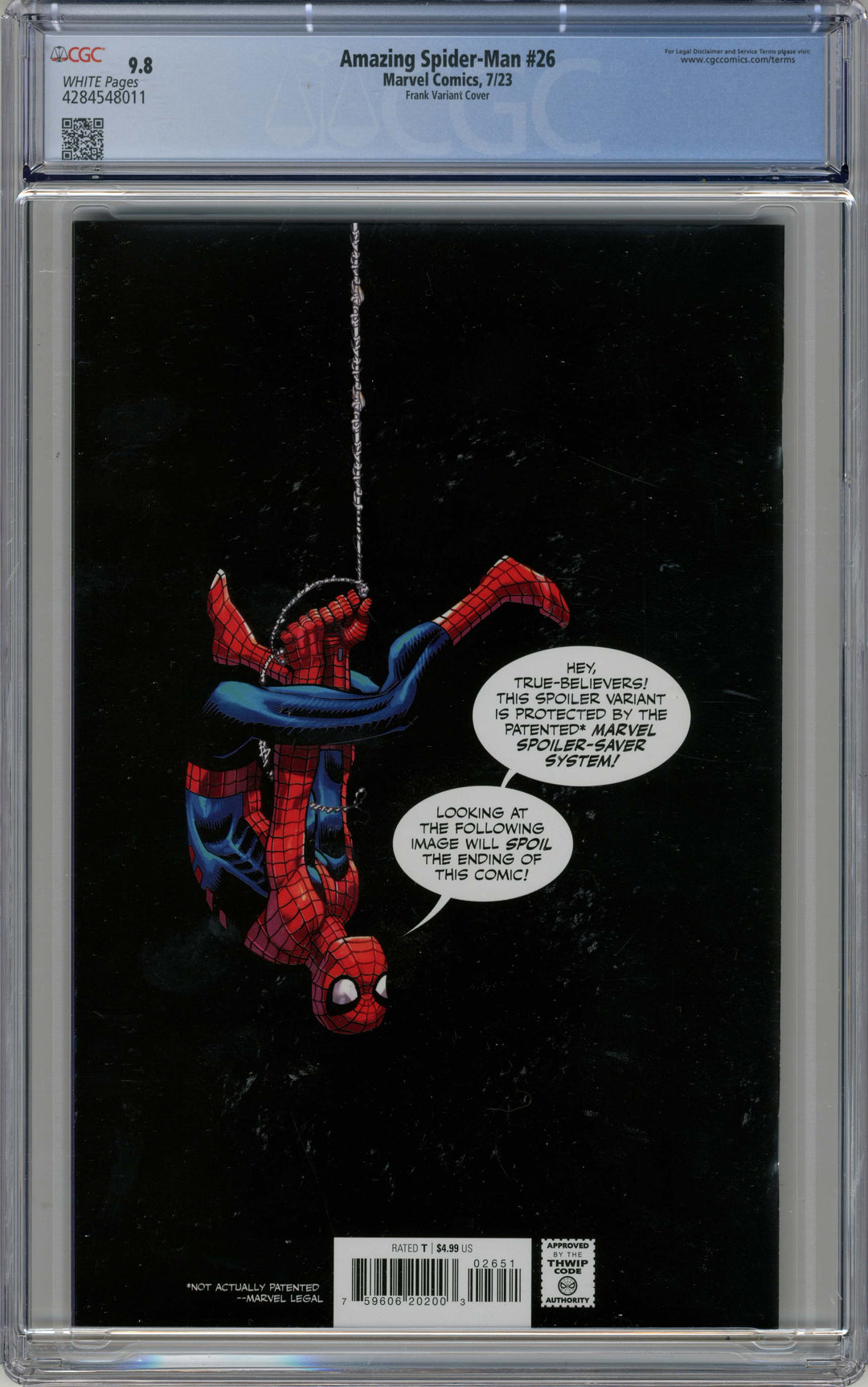 Amazing Spider-man (Marvel, 2022 series) #26 (920), 7/2023, Gary Frank "Spoiler" variant cover