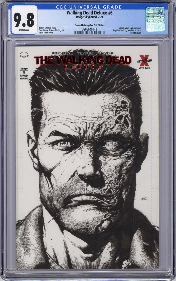 The Walking Dead Deluxe (Image, 2020 series) #6, 2/2021, 2nd Printing, David Finch, Red Foil Sketch Cover