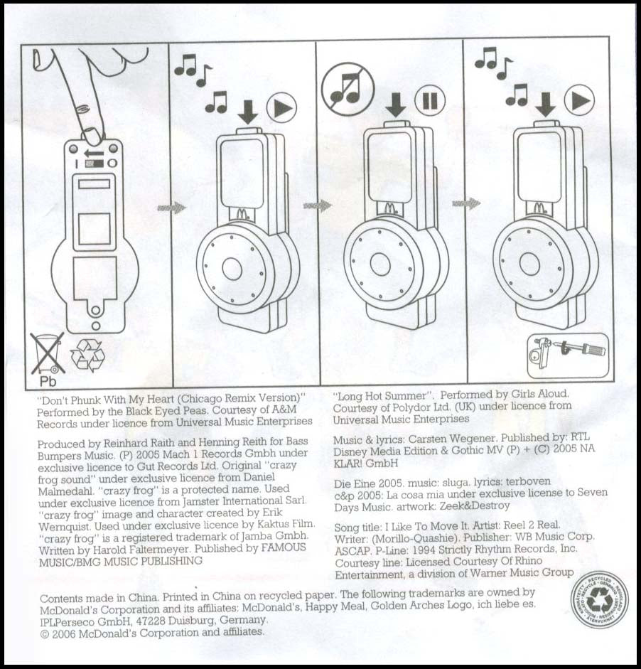 Germany, 2006/01, Happy Meal set, Musik