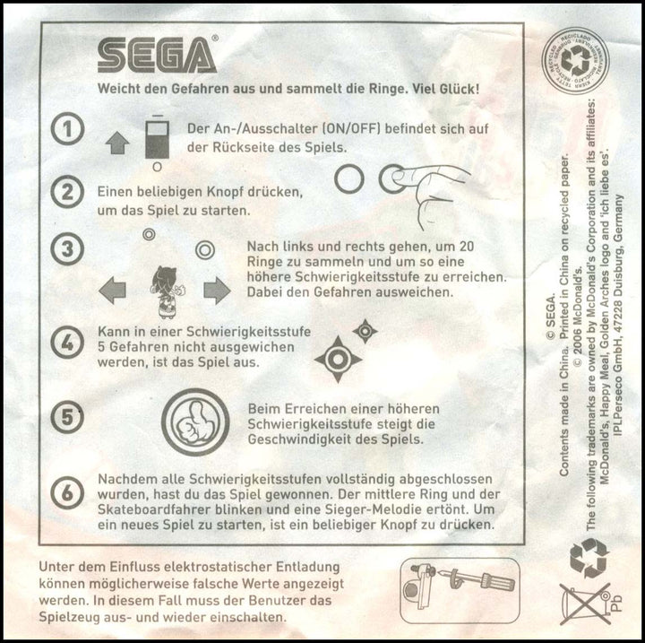 Germany, 2006/04, Happy Meal set, SEGA handheld games